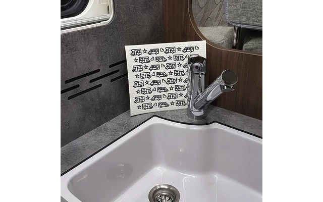 Pufz Schwedisches Geschirrtuch Wohnwagen Muster Lila 5 Pufz Schwedisches Geschirrtuch Wohnwagen Muster Lila – Bild 5