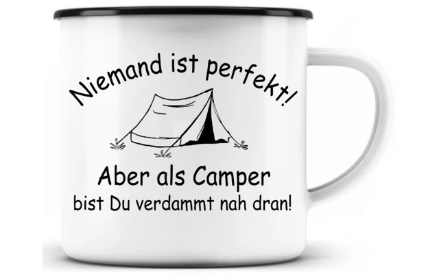 Just Camper Emaille Tasse Niemand Ist Perfekt 1 Just Camper Emaille Tasse Niemand Ist Perfekt