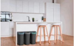 Rotho Twist Abfalleimer Mit Schwing- Und Klappdeckel 25 Liter Dunkelsilber -Camping im Freien 688593 4830146 2