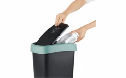 Rotho Twist Abfalleimer Mit Schwing- Und Klappdeckel 25 Liter Dunkelsilber -Camping im Freien 689406 4830116 2